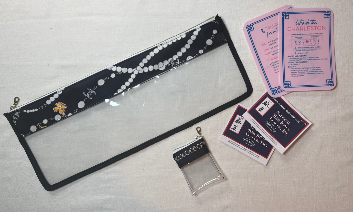 Pearl Chain Chanel Mahjong Bag and pouch